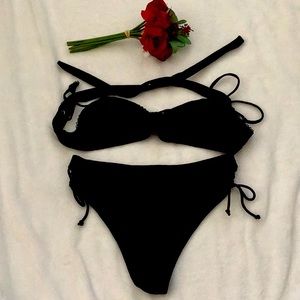 Shein Ribbed Black Bikini; Size Large 3 for $20